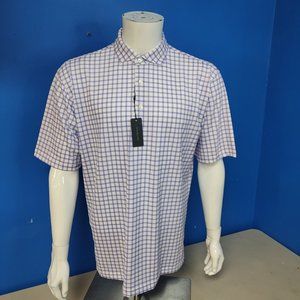 NWT Turtleson men's Harvey Windowpane Performance Pique Polo purple Size L